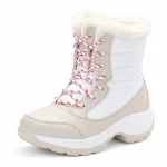 44233 16b bottes femme blanches fourrees a lacet vue principale