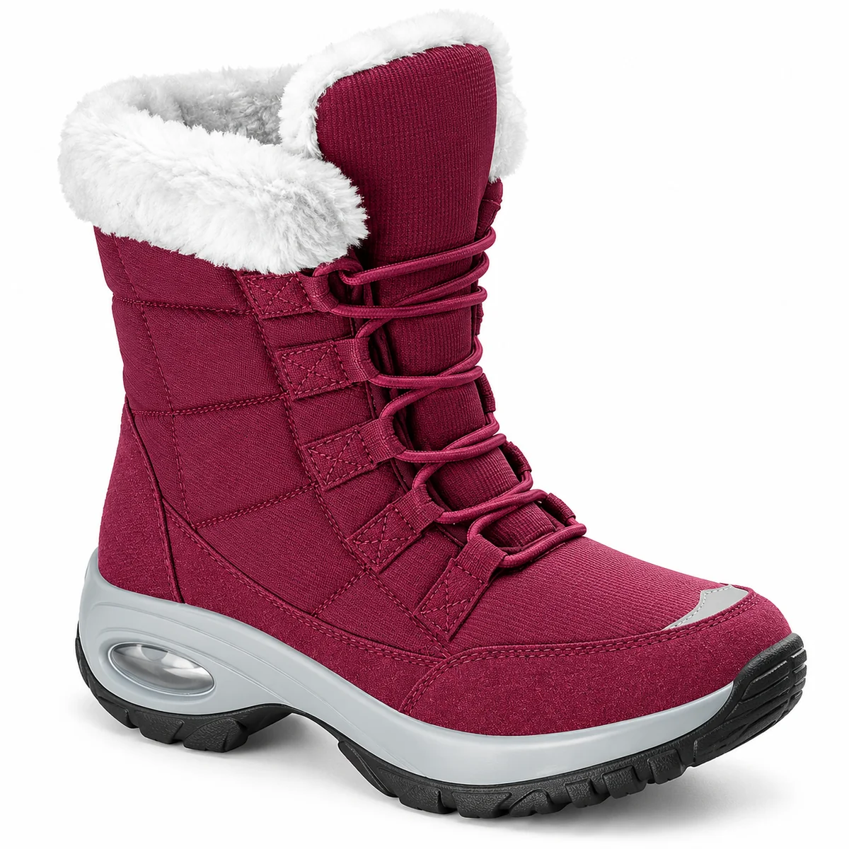 44235 16b bottes femme rouges fourrees a lacets detail