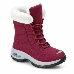 44235 16b bottes femme rouges fourrees a lacets vue principale