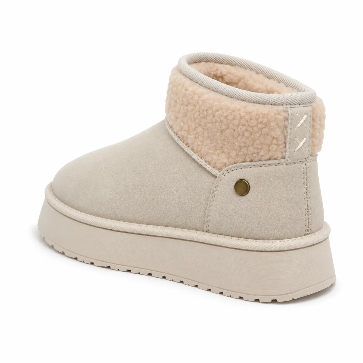 44237 16b bottines femme blanches fourrees a riv vue arriere