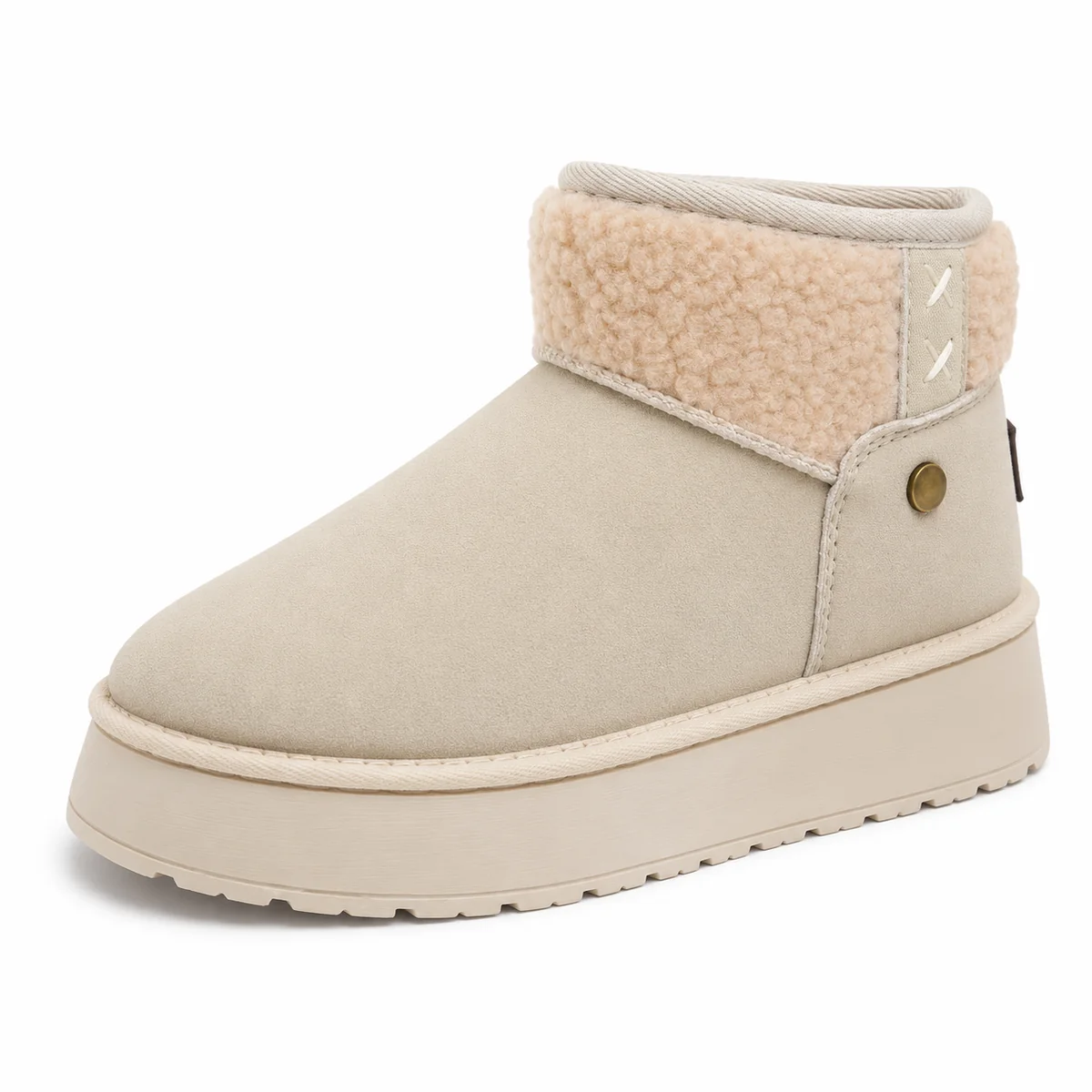 44237 16b bottines femme blanches fourrees a riv vue principale