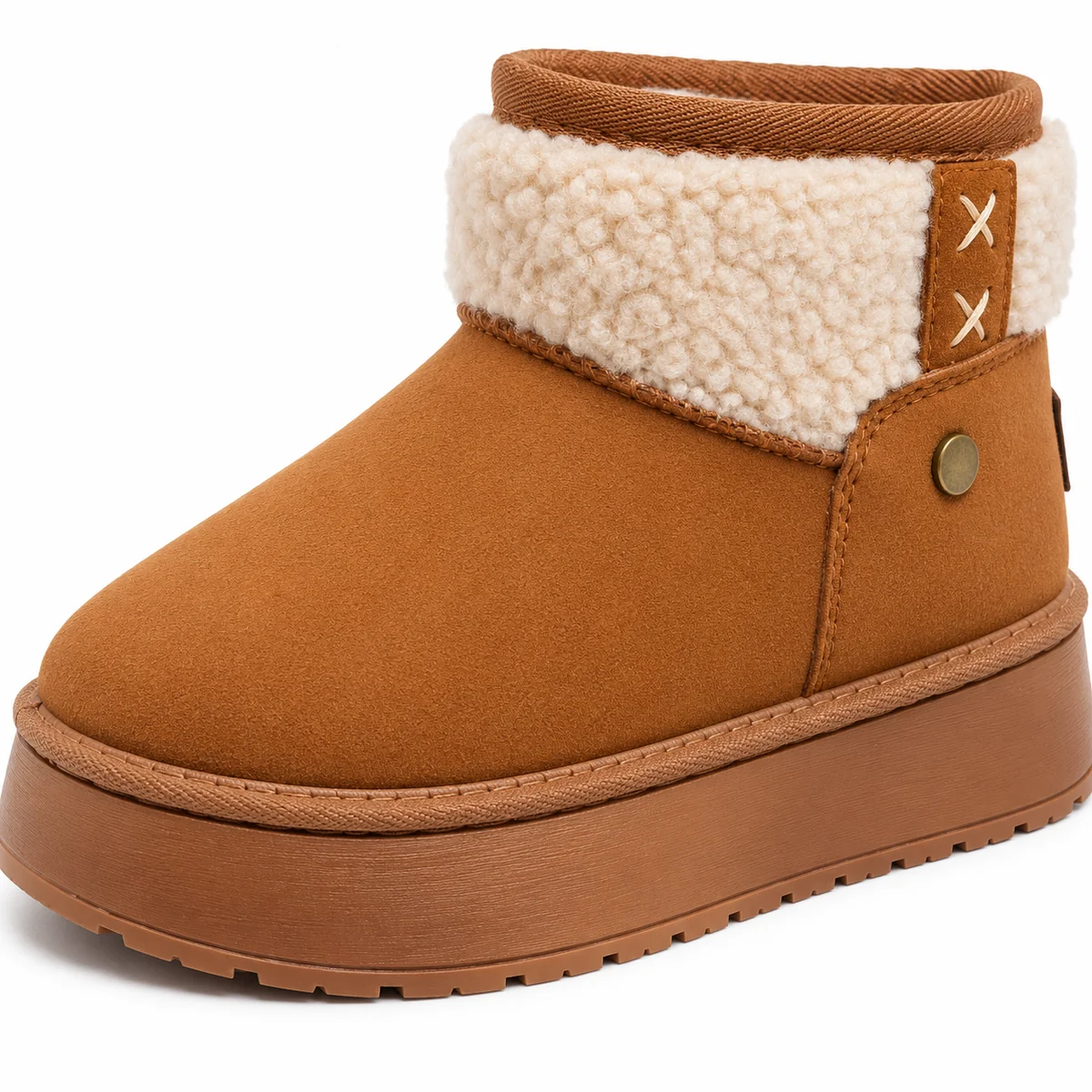 44238 16b bottines femme marron fourrees a rivet detail
