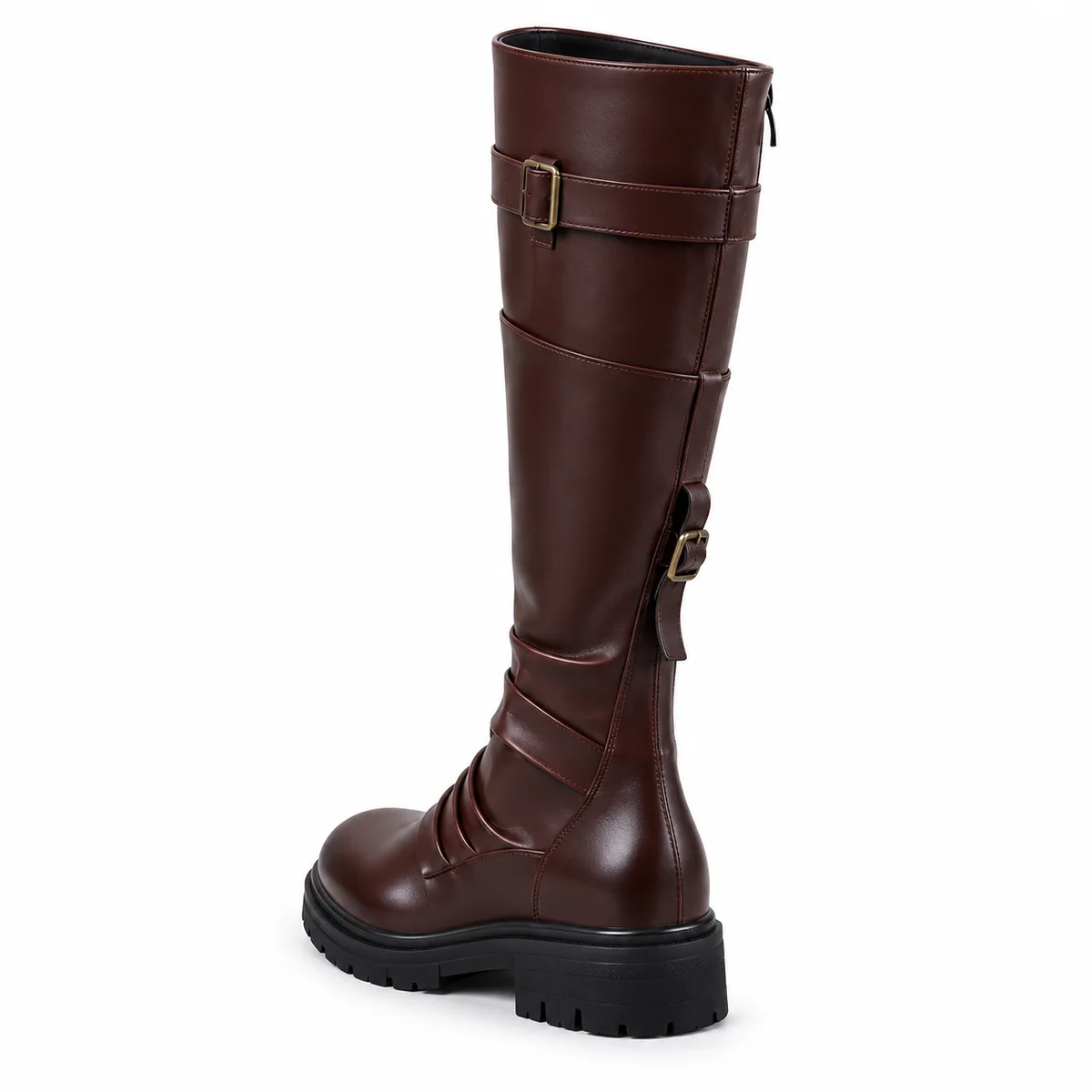 44242 16b bottes homme marron style motard a bou vue arriere