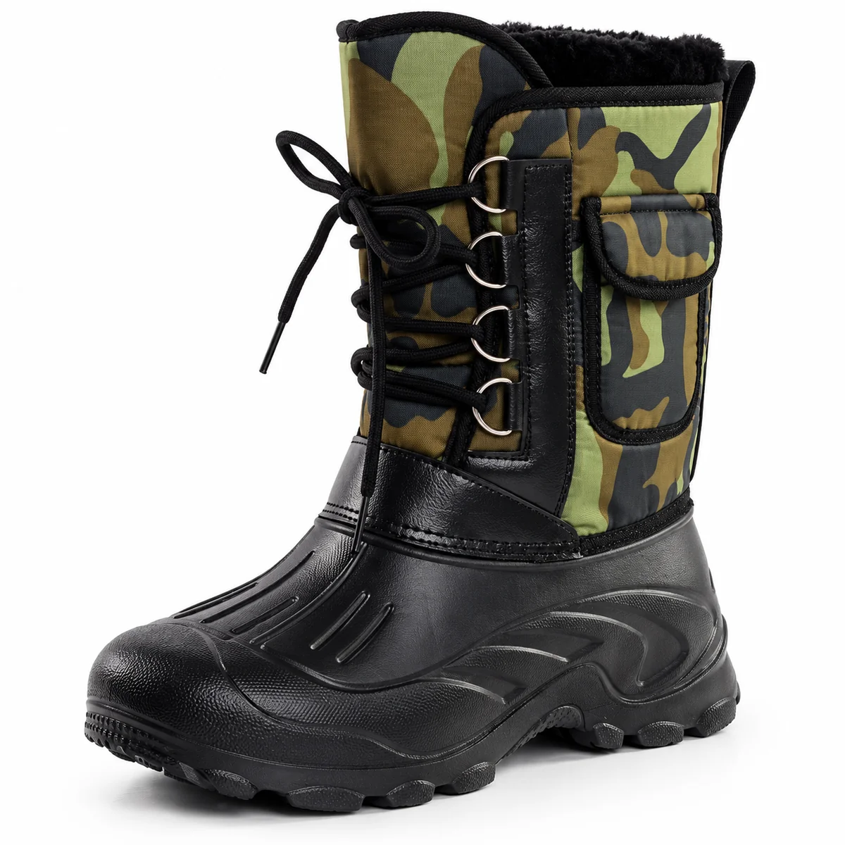 44246 16b bottes homme vertes fourrees a lacets detail