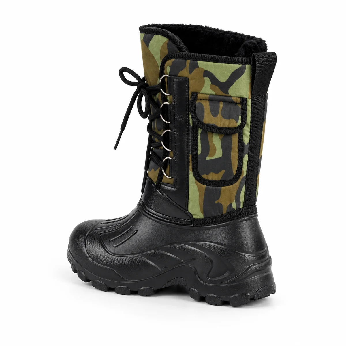 44246 16b bottes homme vertes fourrees a lacets vue arriere