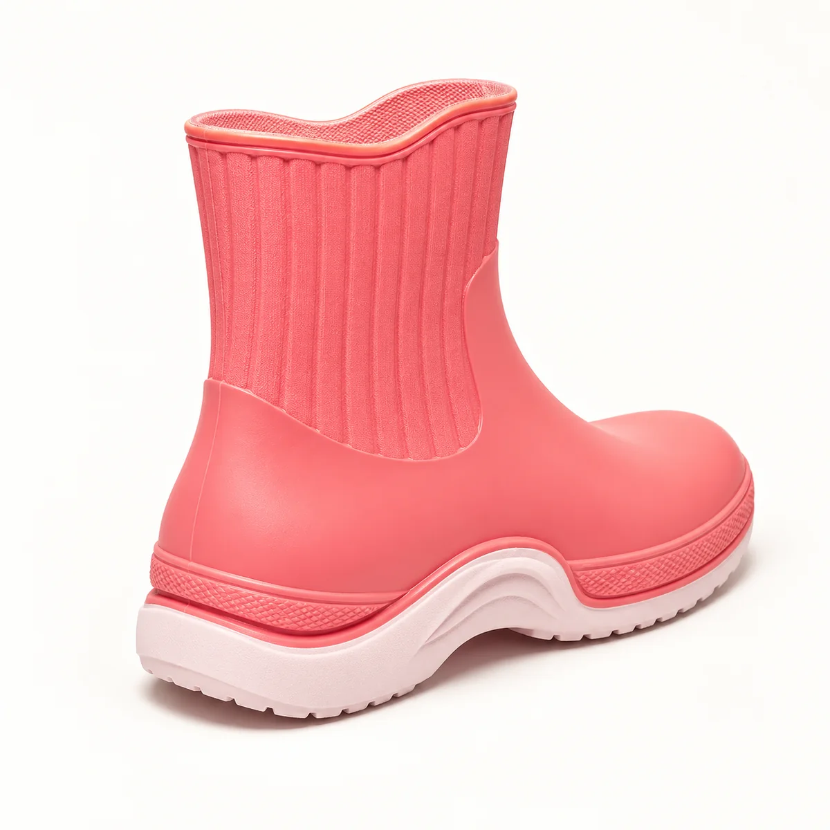 44294 15a bottines de pluie femme roses a tige c vue arriere