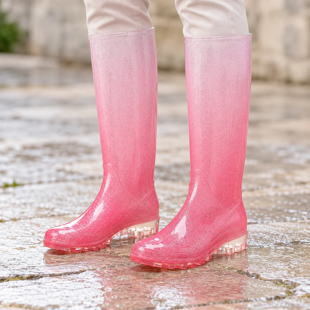 44296 15a bottes de pluie femme roses a degrade porte