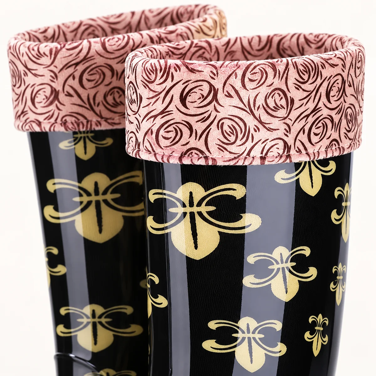 44297 15a bottes de pluie femme noires a fleurs detail