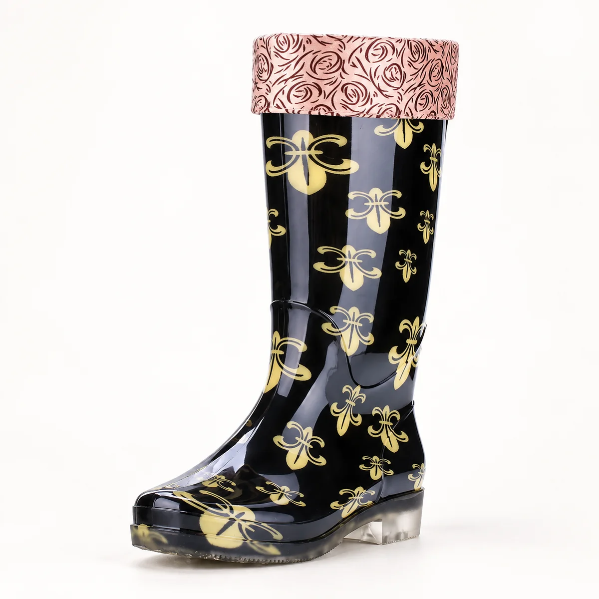 44297 15a bottes de pluie femme noires a fleurs vue principale