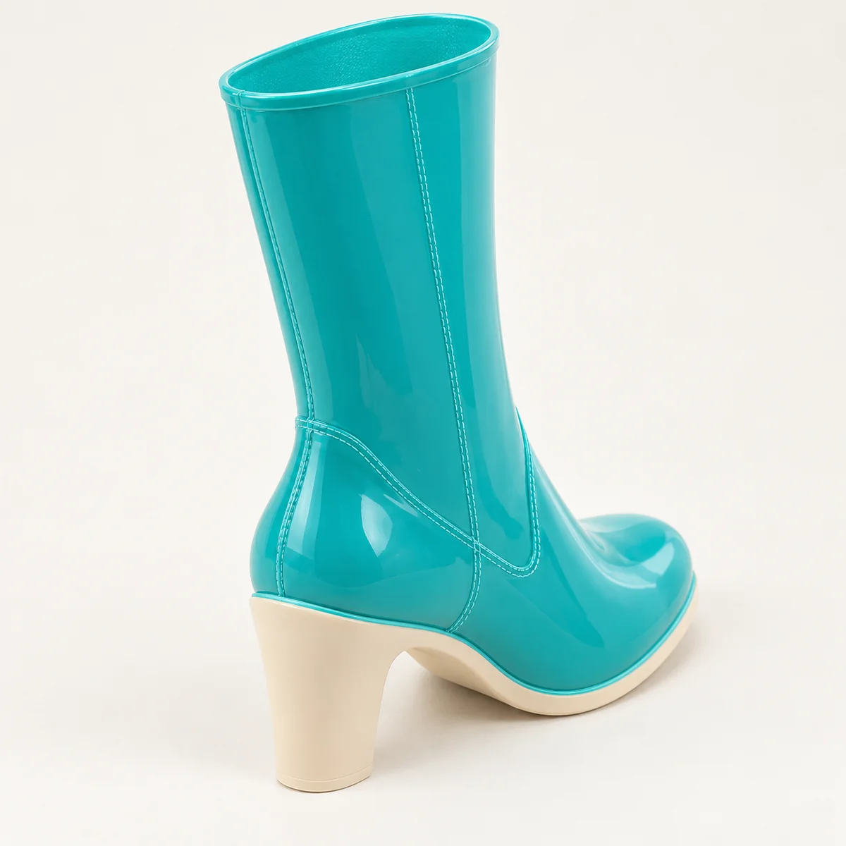 44301 15a bottes de pluie femme bleues a talon c vue arriere