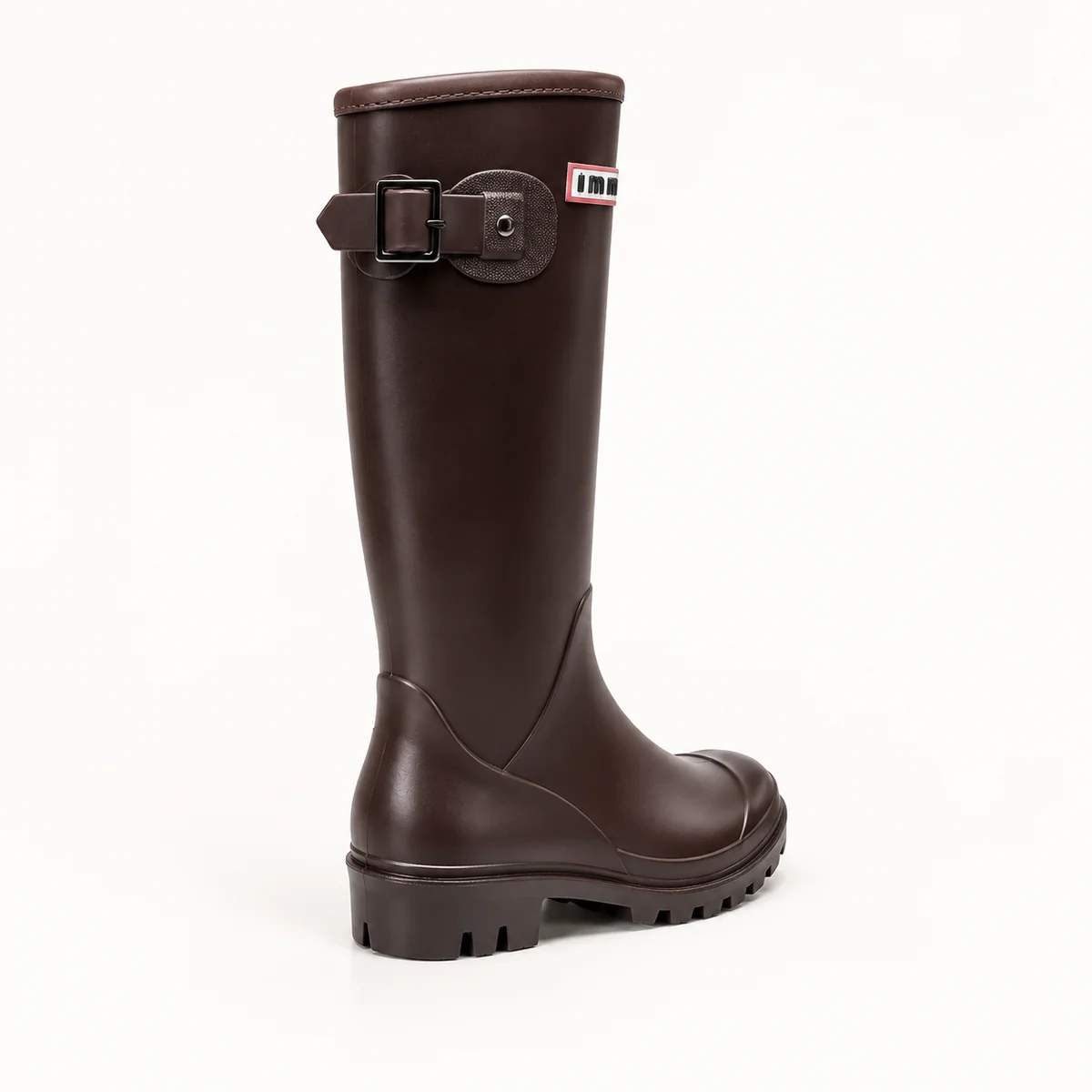 44308 15b bottes de pluie femme marron a boucle vue arriere