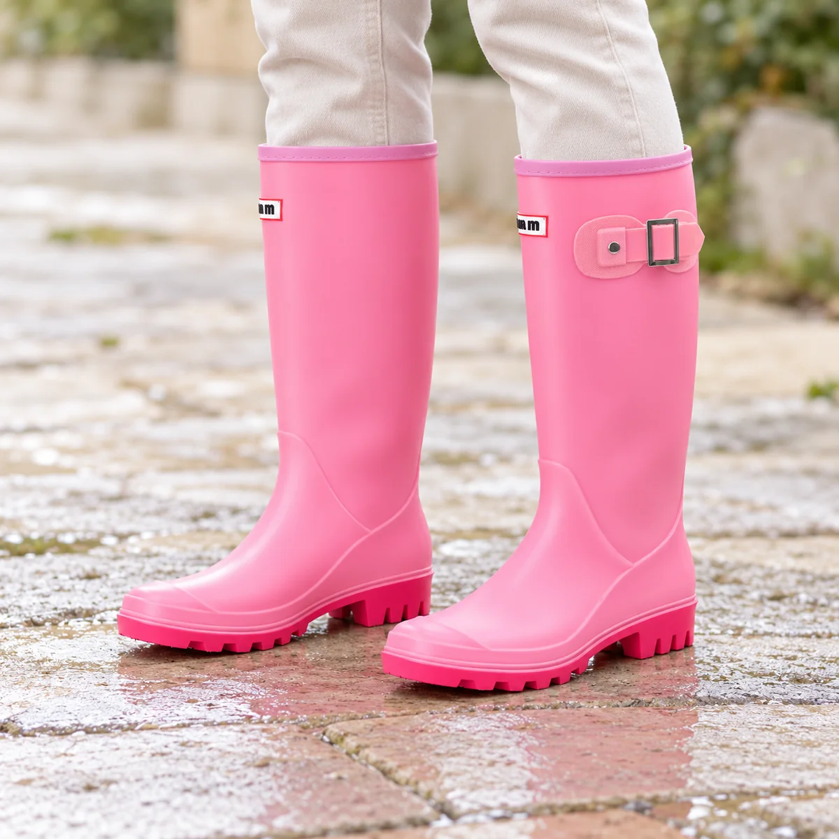 44310 15b bottes de pluie femme roses a boucle d porte