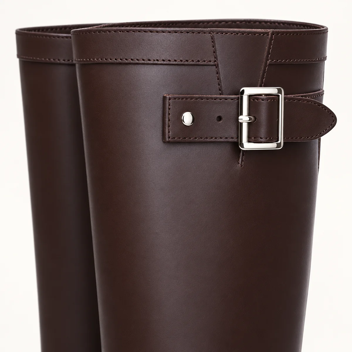 44311 15b bottes de pluie femme marron a zip et detail