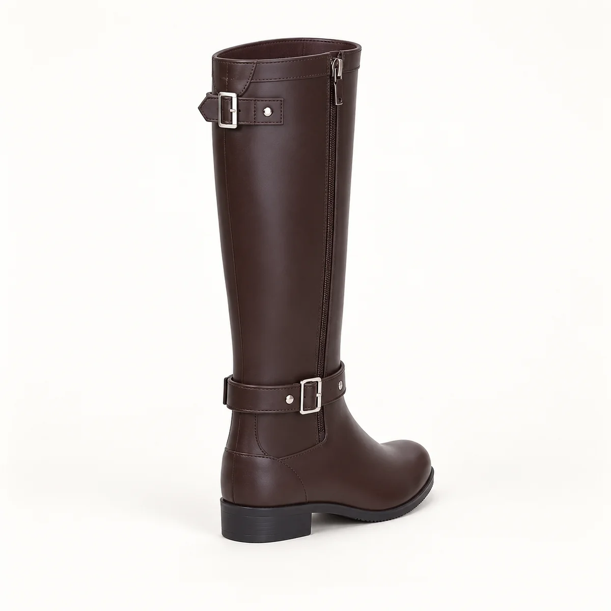 44311 15b bottes de pluie femme marron a zip et vue arriere