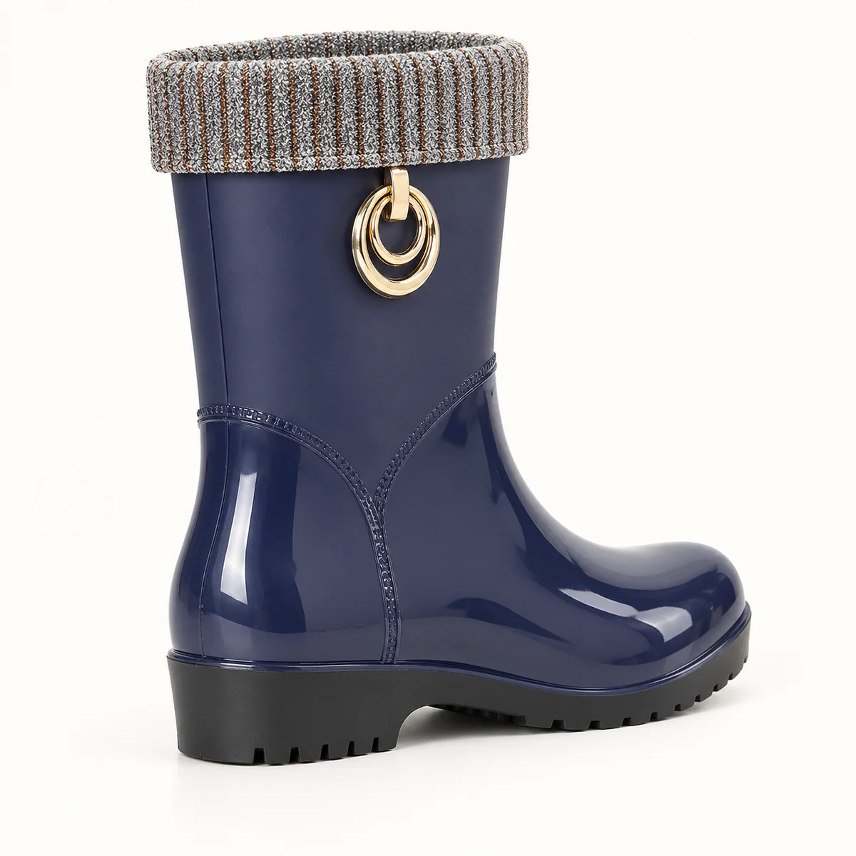 44321 15b bottes de pluie femme bleues a anneau vue arriere