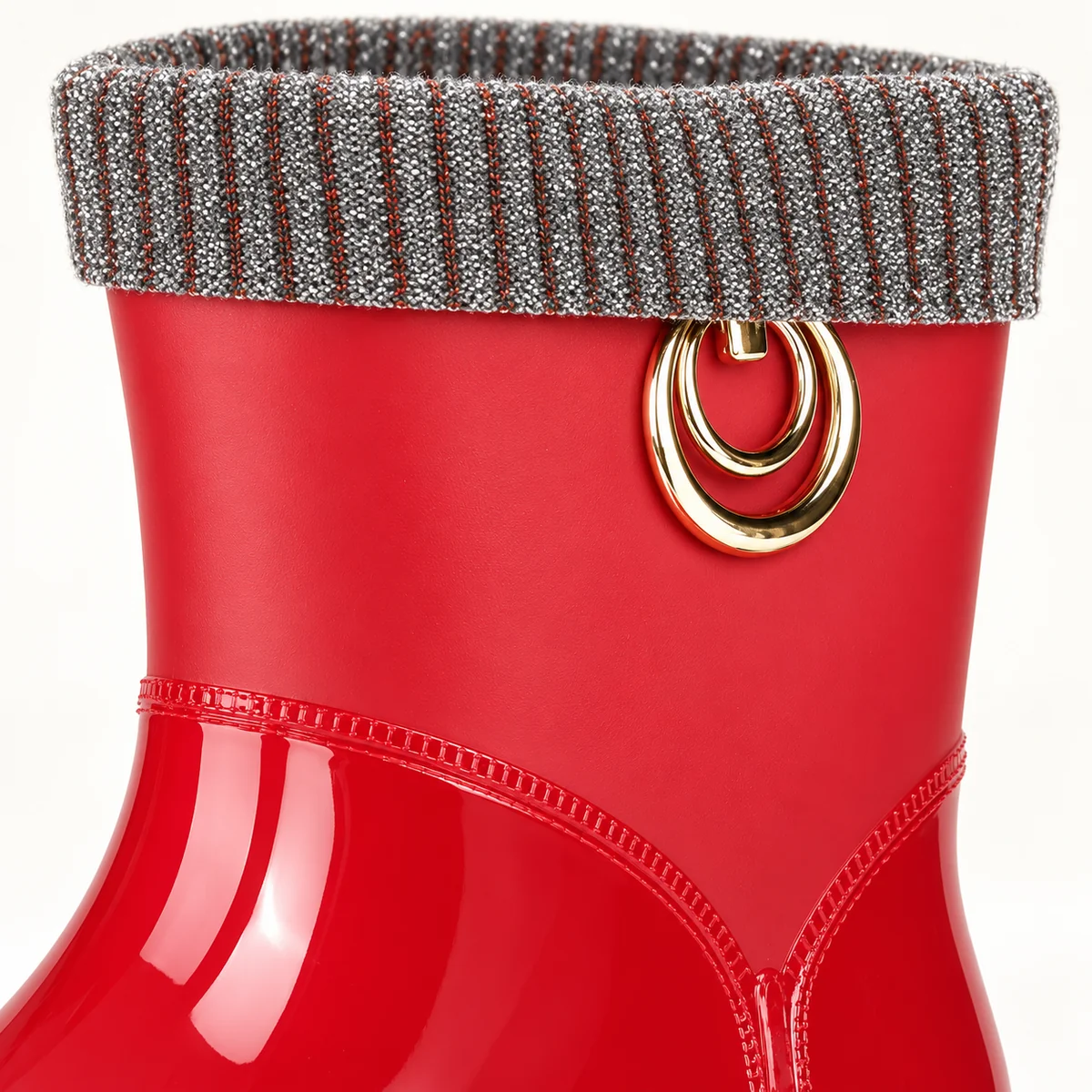 44322 15b bottes de pluie femme rouges a anneau detail