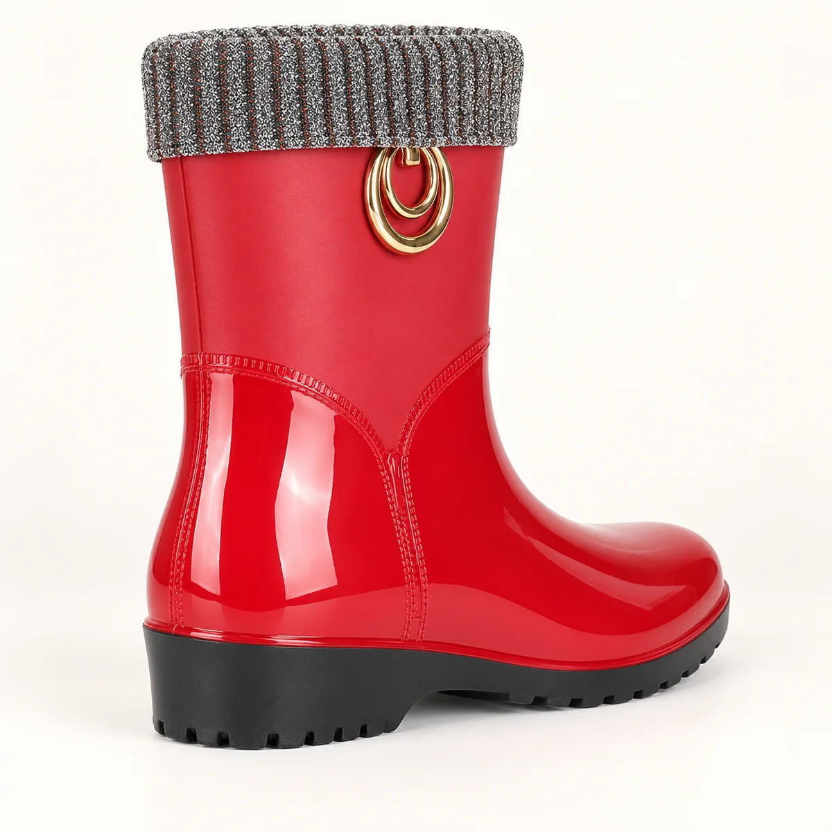 44322 15b bottes de pluie femme rouges a anneau vue arriere