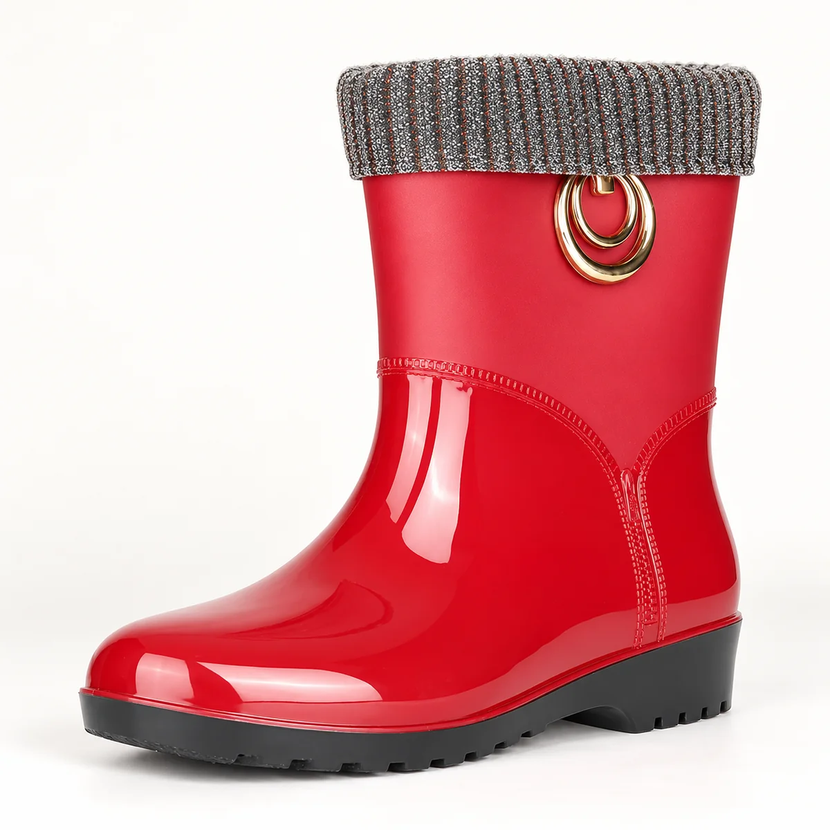 44322 15b bottes de pluie femme rouges a anneau vue principale