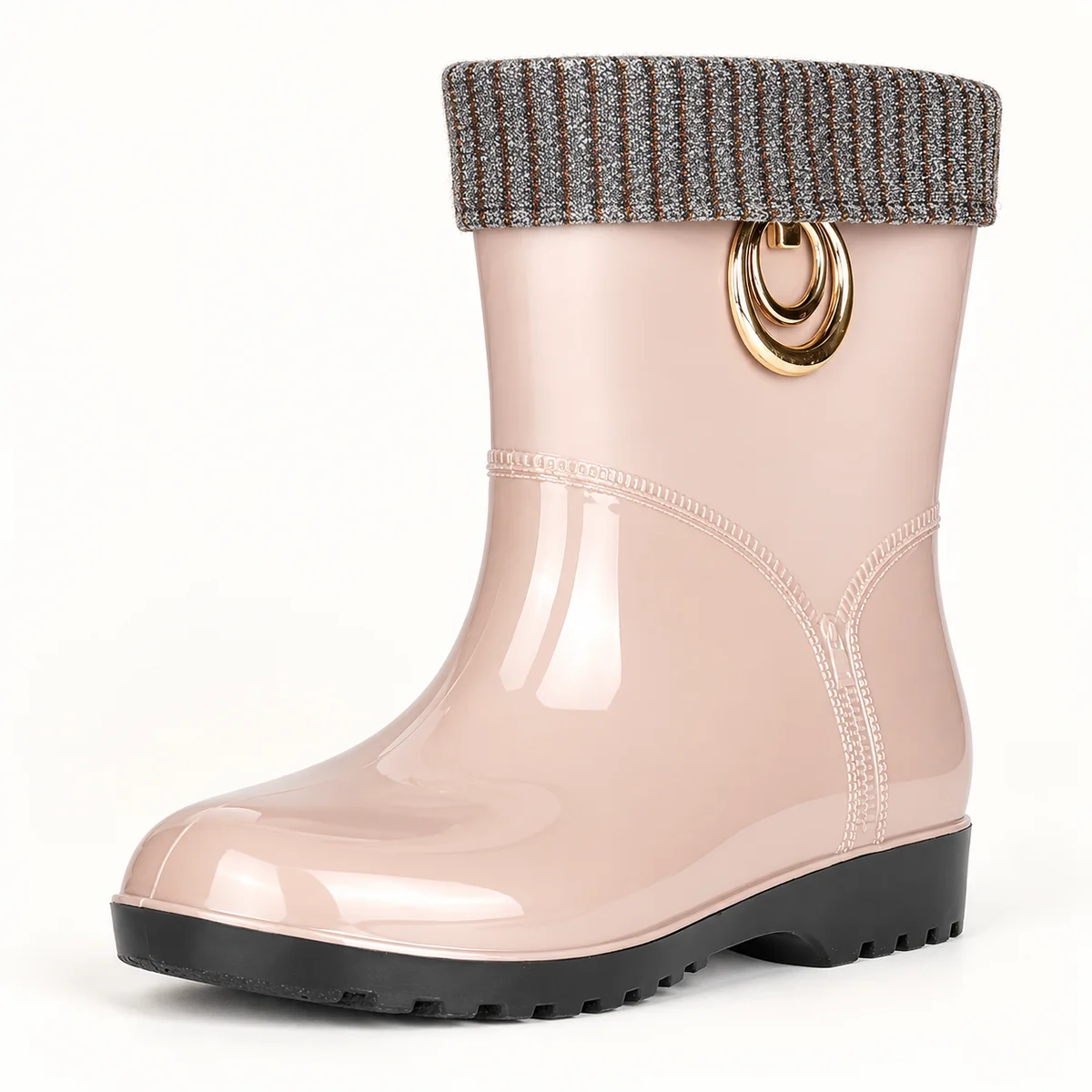 44324 15b bottes de pluie femme beiges a anneau vue principale