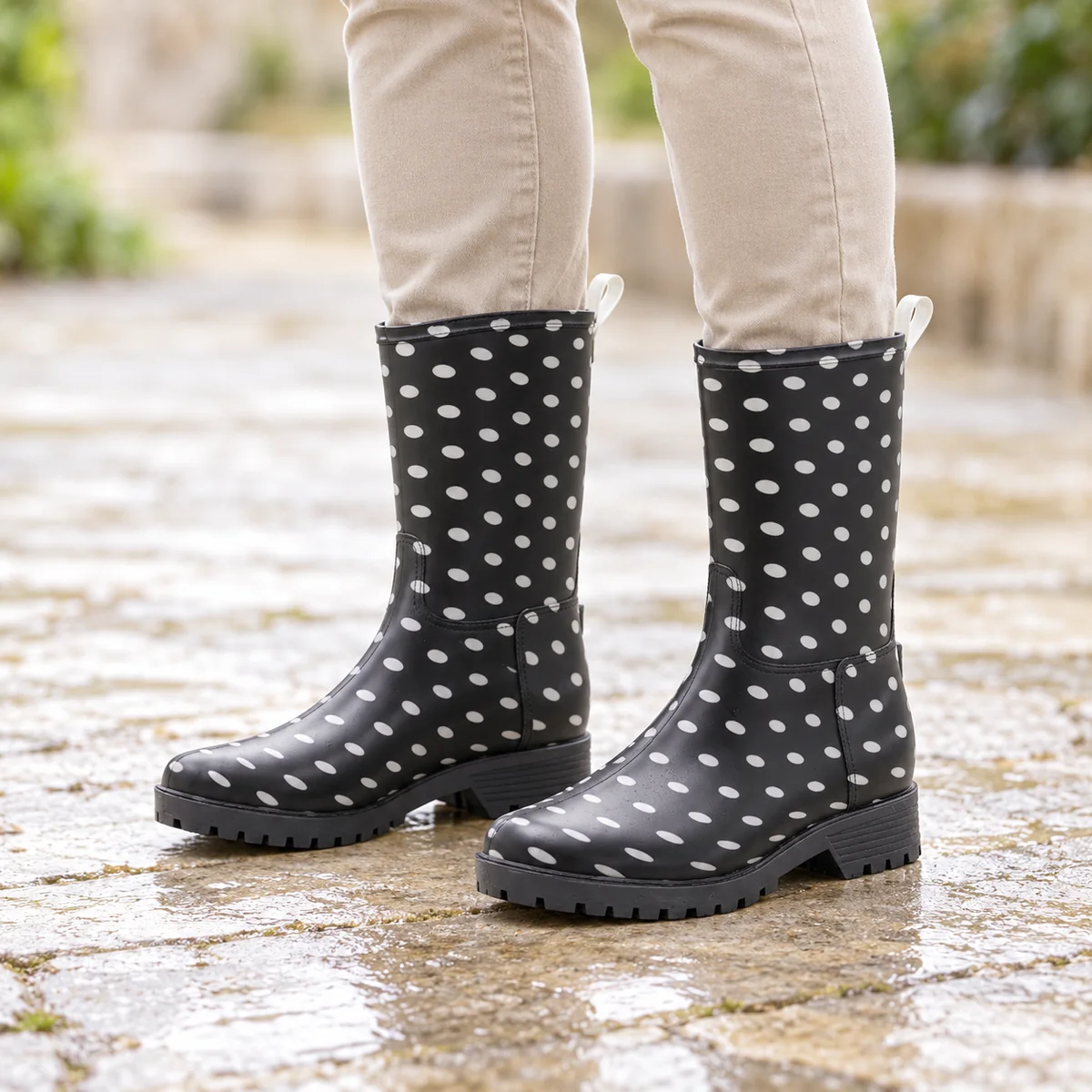 44327 15b bottes de pluie femme noires a petits porte