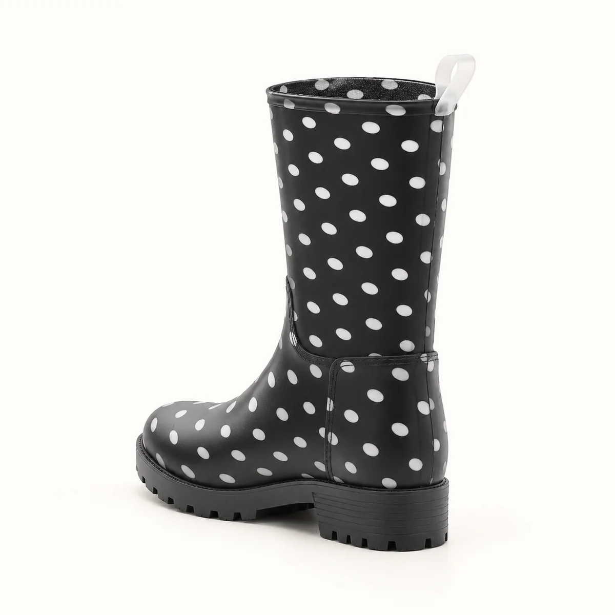 44327 15b bottes de pluie femme noires a petits vue arriere