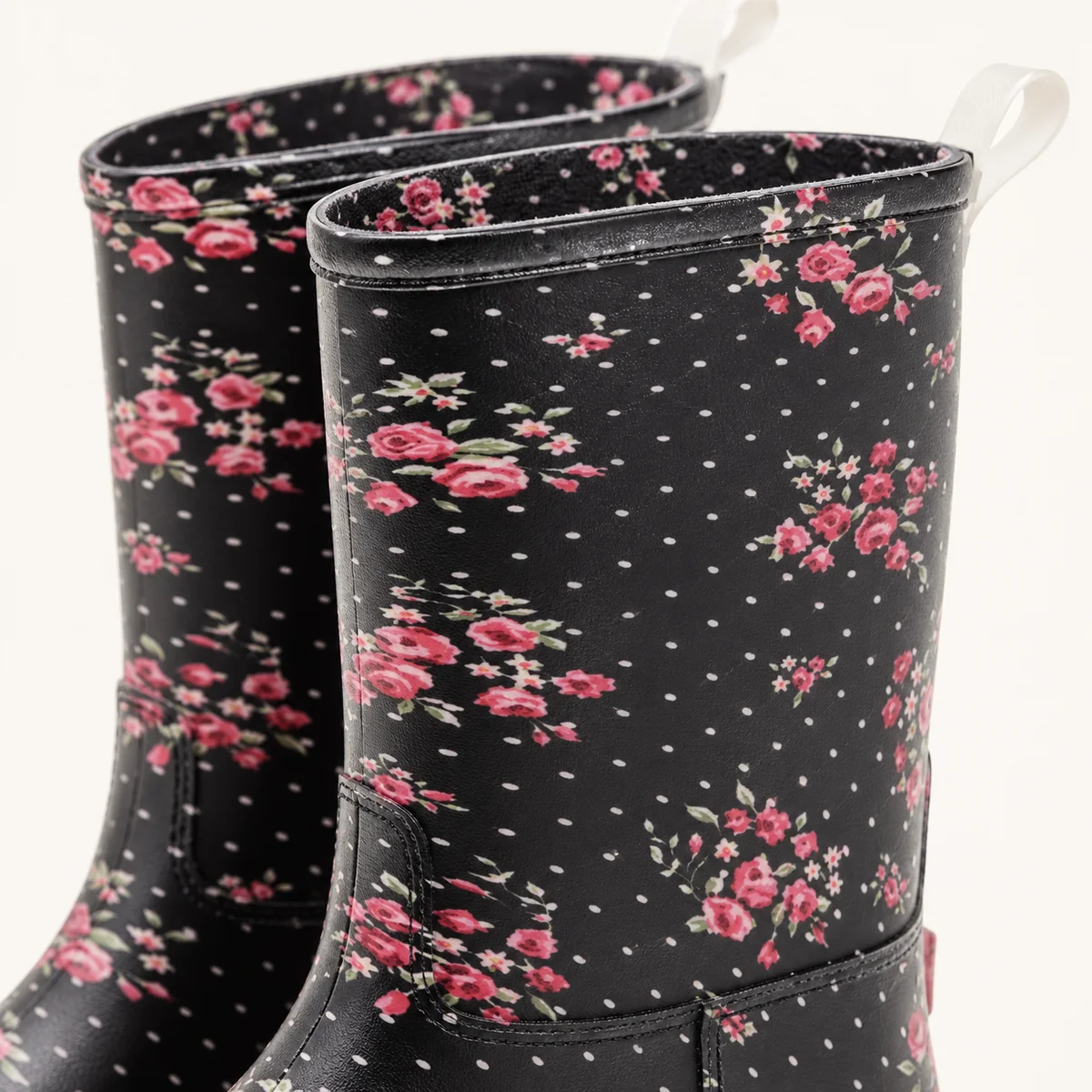 44328 15b bottes de pluie femme noires fleuries detail
