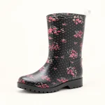 44328 15b bottes de pluie femme noires fleuries vue principale