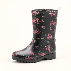 44328 15b bottes de pluie femme noires fleuries vue principale