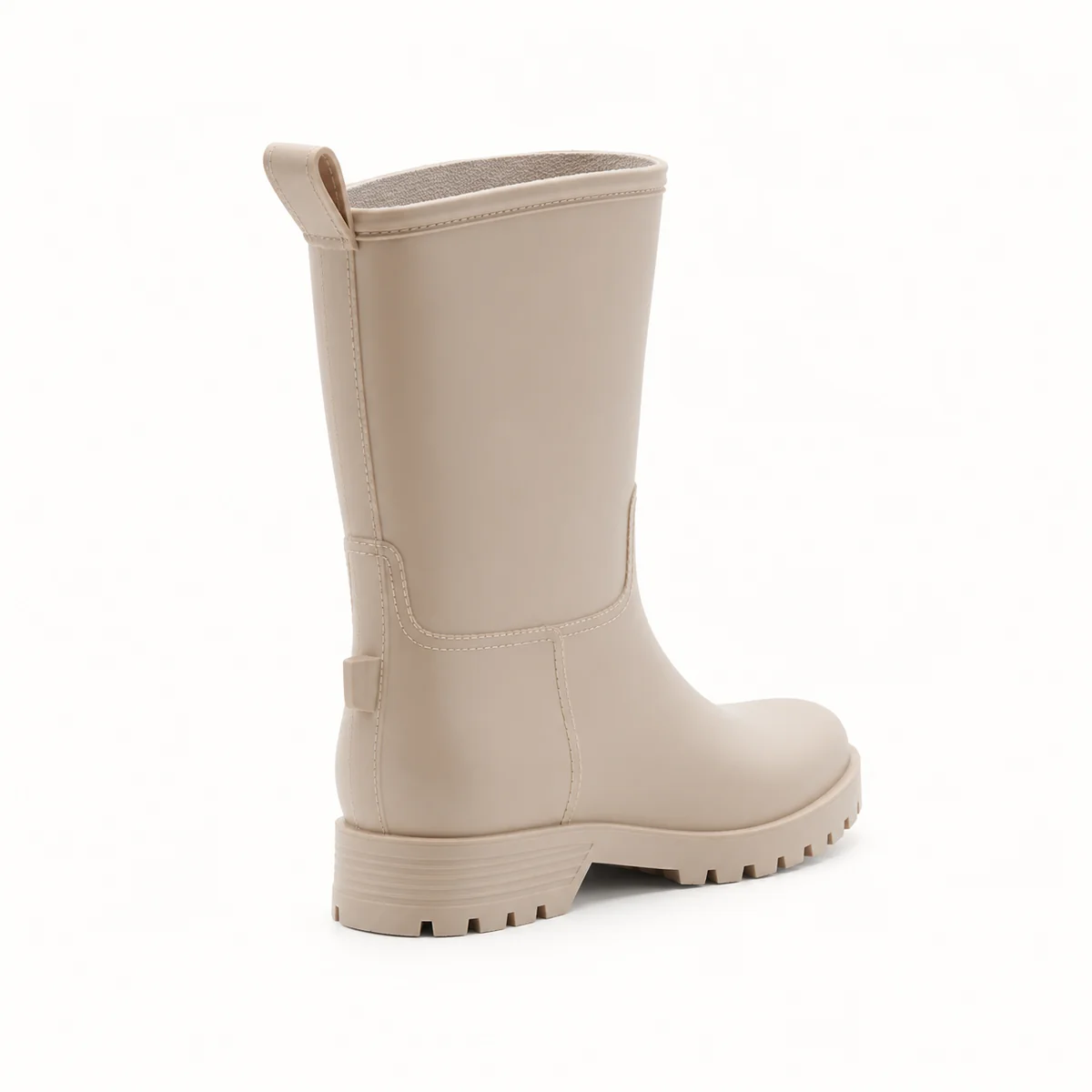 44329 15b bottes de pluie femme beiges mi mollet vue arriere