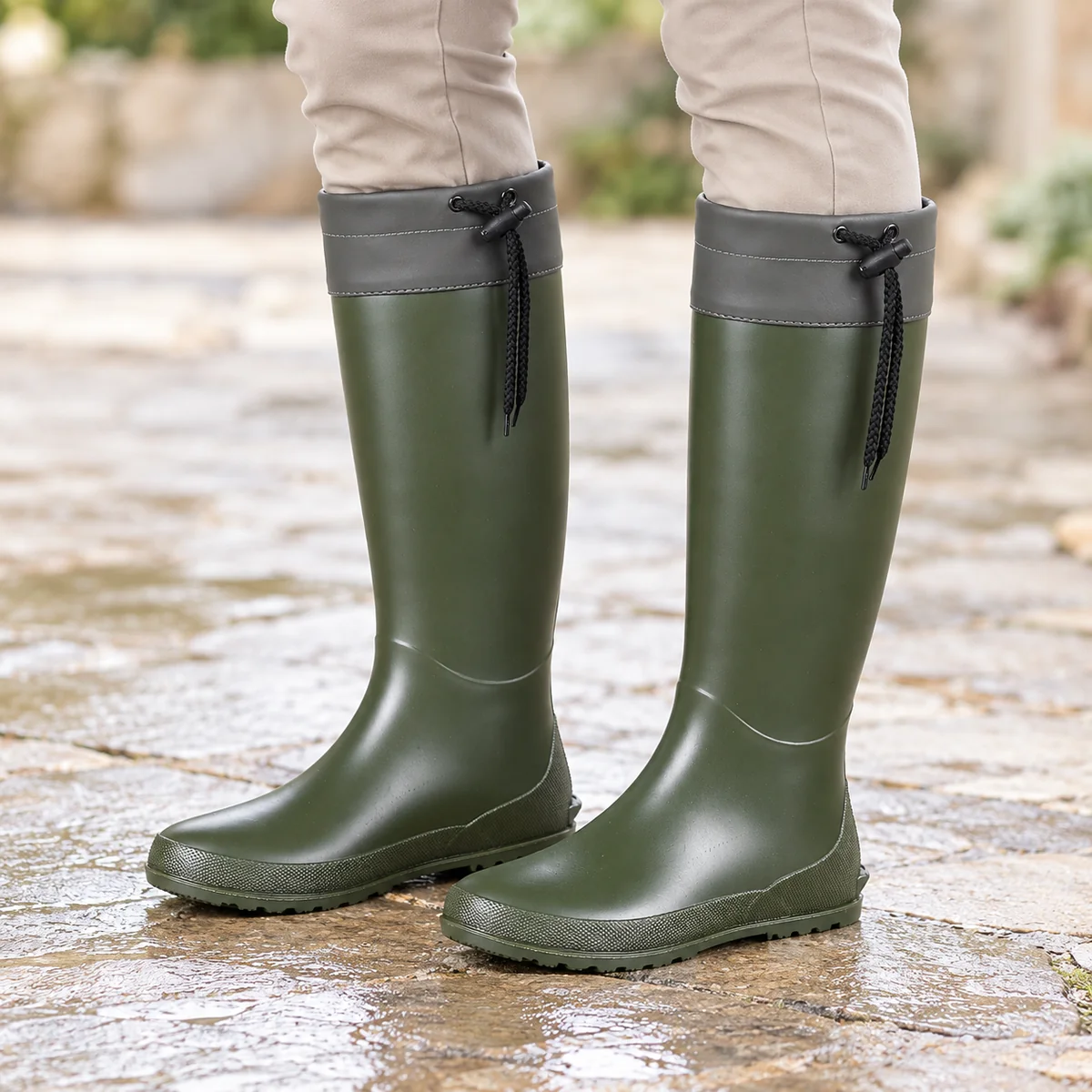 44330 15b bottes de pluie femme vertes hautes a porte