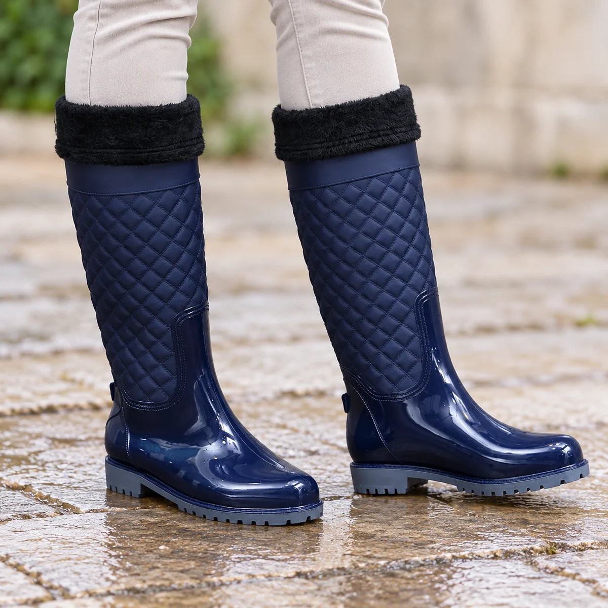 44332 15b bottes de pluie femme bleu marine a re porte