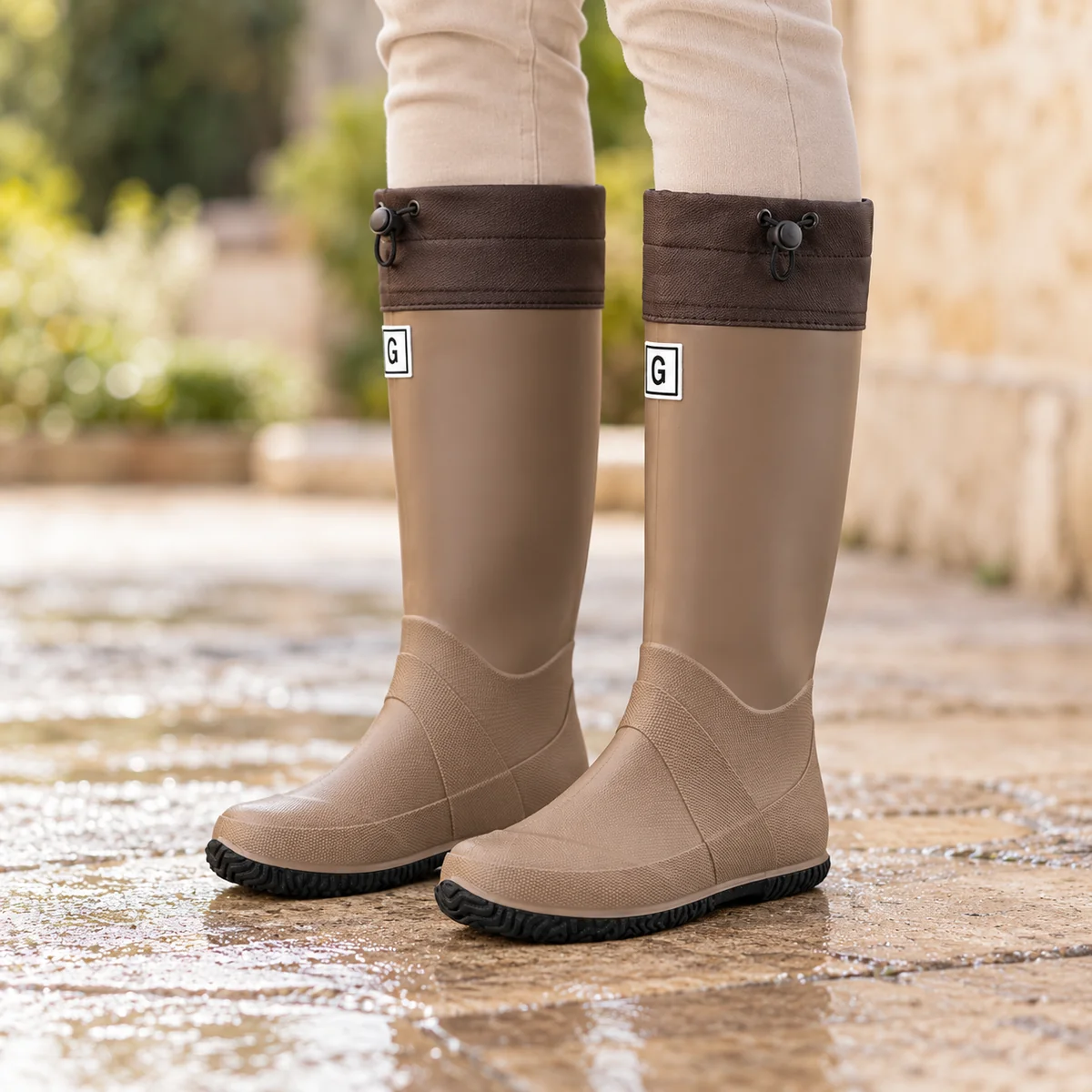 44338 14a bottes de pluie femme marron hautes a porte