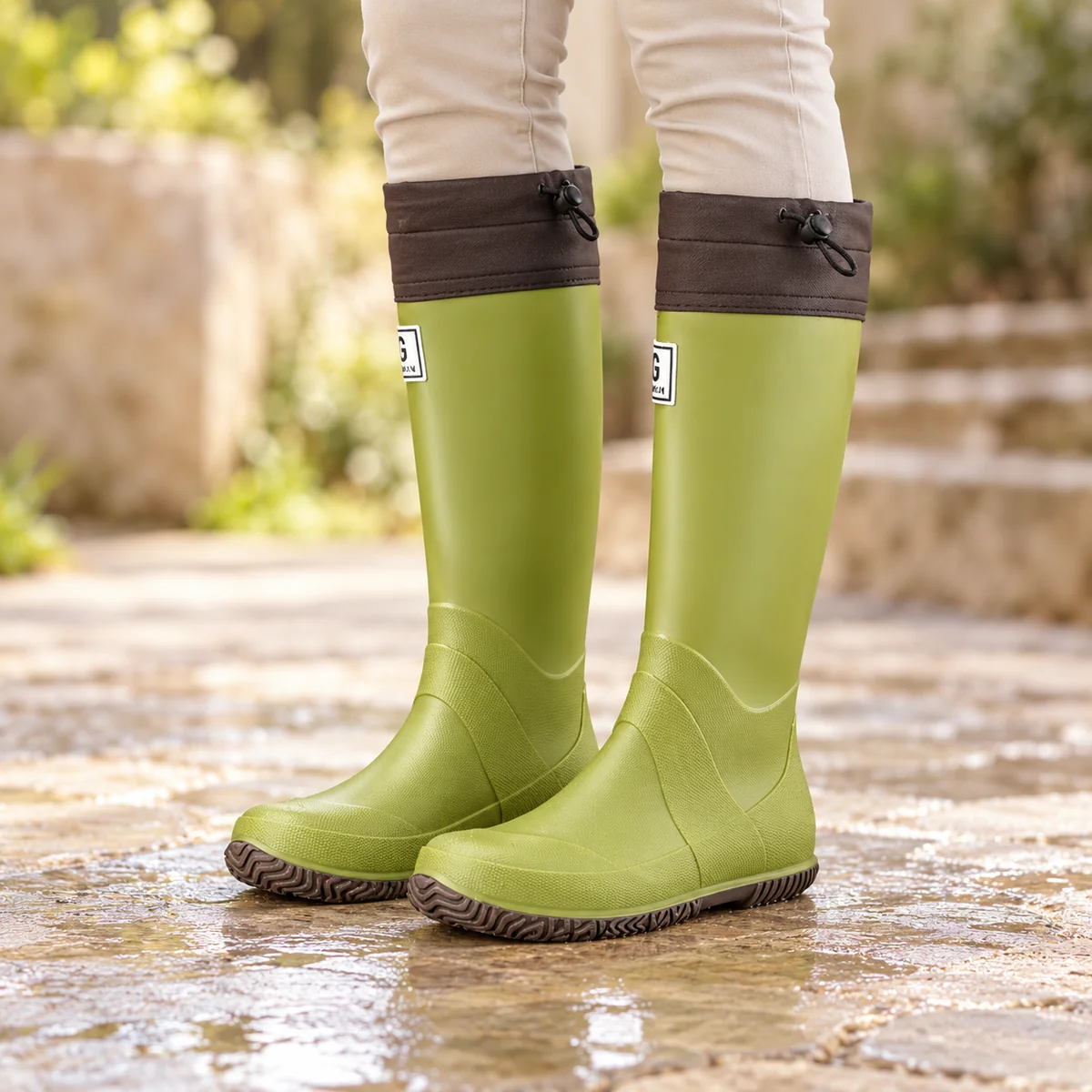 44340 14a bottes de pluie femme vertes hautes a porte