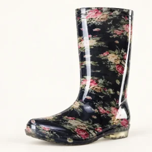 44353 14a bottes de pluie femme noires a bouquet vue principale
