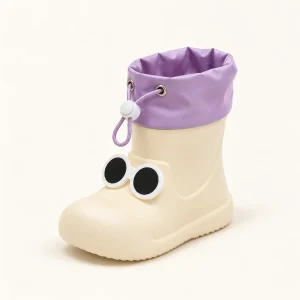 44357 14b bottes de pluie enfant blanches a yeux vue principale