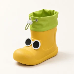 44358 14b bottes de pluie enfant jaunes a yeux e vue principale