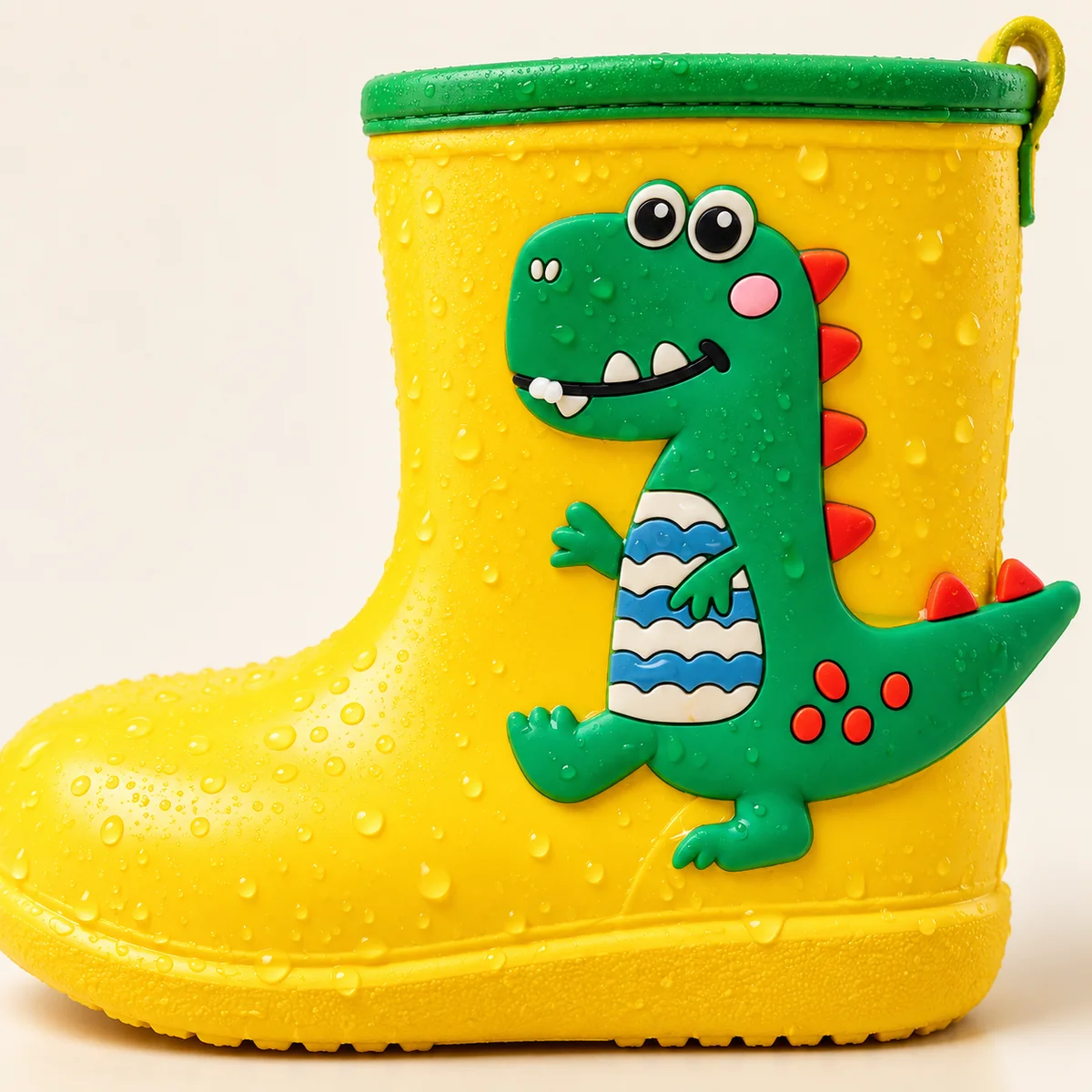 44361 14b bottes de pluie enfant jaunes a dinosa detail