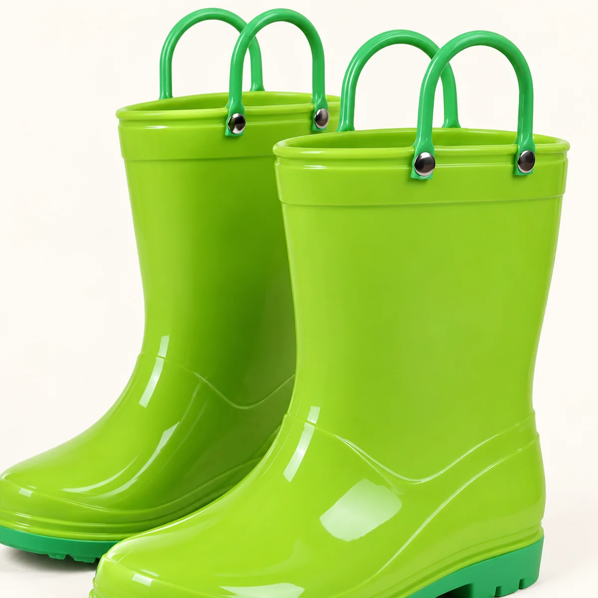 44363 14b bottes de pluie enfant vertes a anses detail