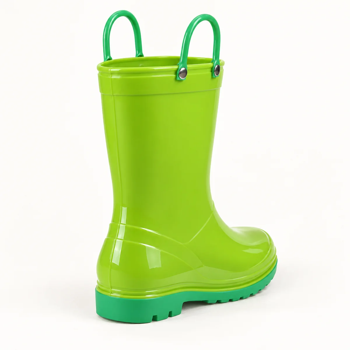 44363 14b bottes de pluie enfant vertes a anses vue arriere