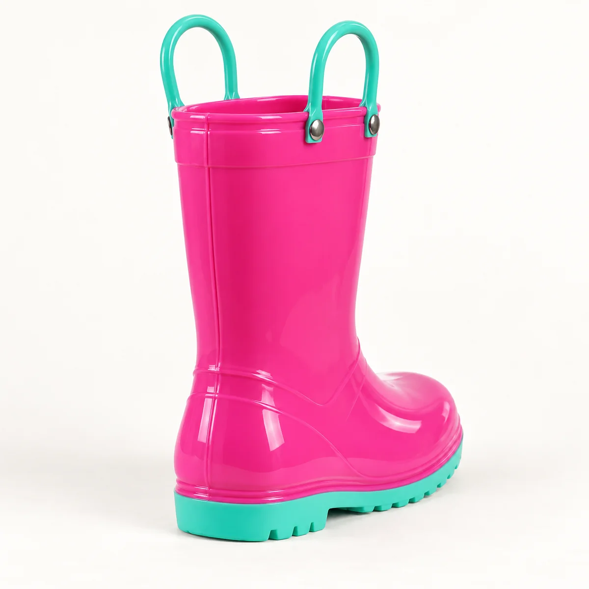44364 14b bottes de pluie enfant rouges a anses vue arriere