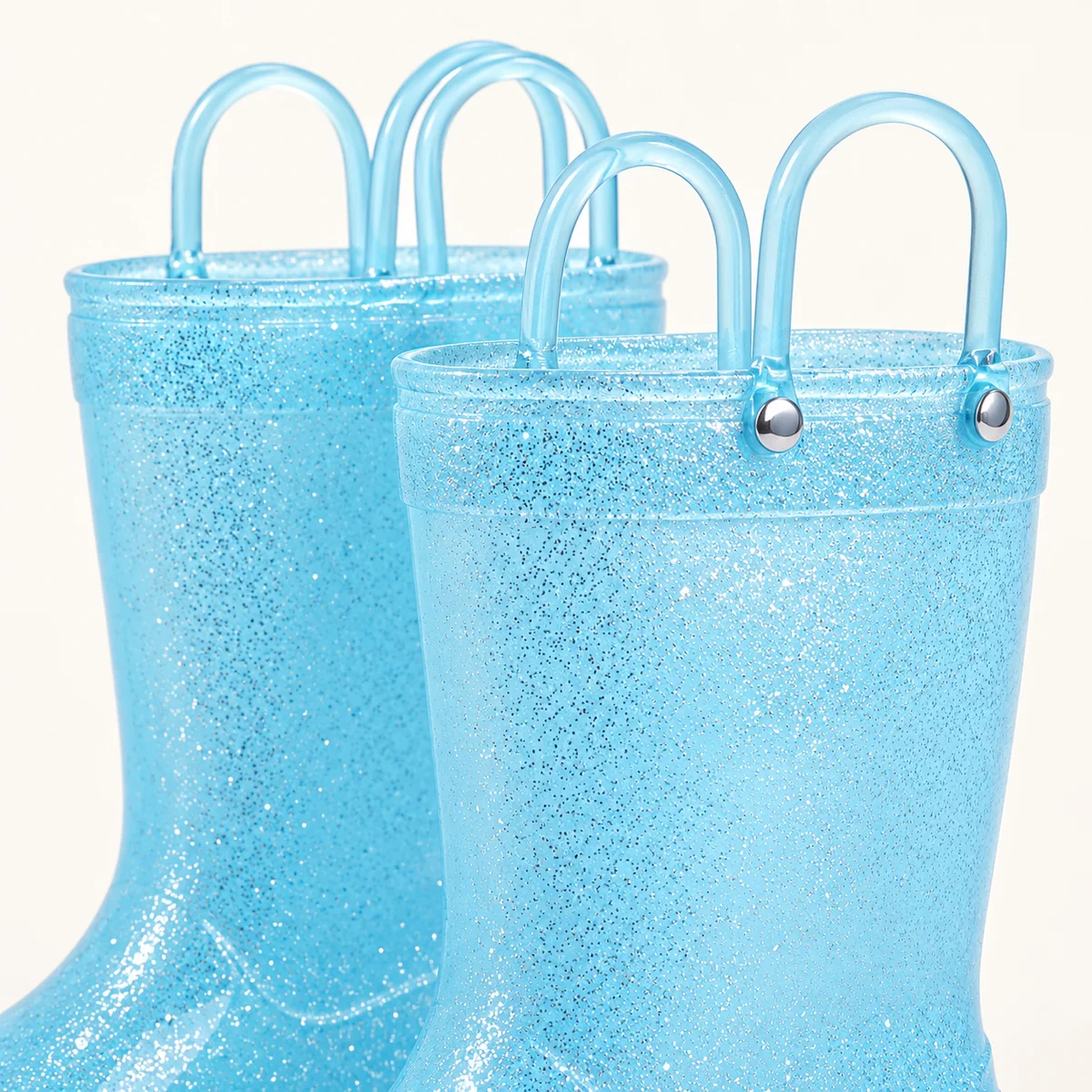 44368 14b bottes de pluie enfant bleues a anses detail