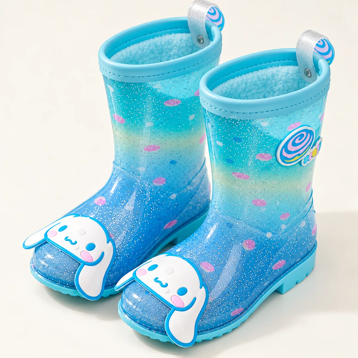 44371 14b bottes de pluie fille turquoise a pers detail