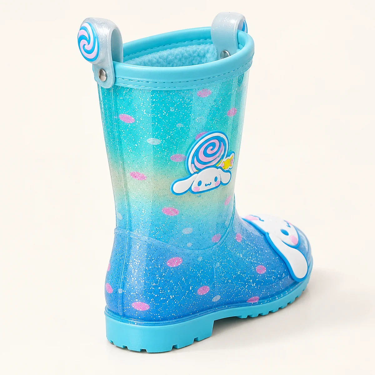 44371 14b bottes de pluie fille turquoise a pers vue arriere