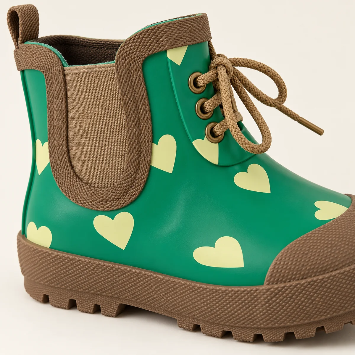 44374 14b bottines enfant vertes a curs lacets e detail