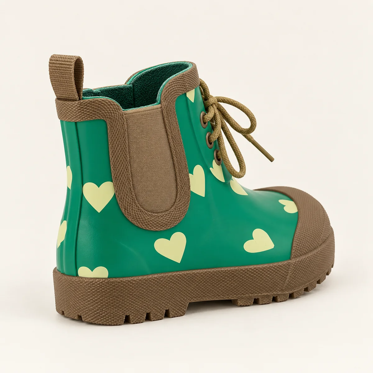 44374 14b bottines enfant vertes a curs lacets e vue arriere