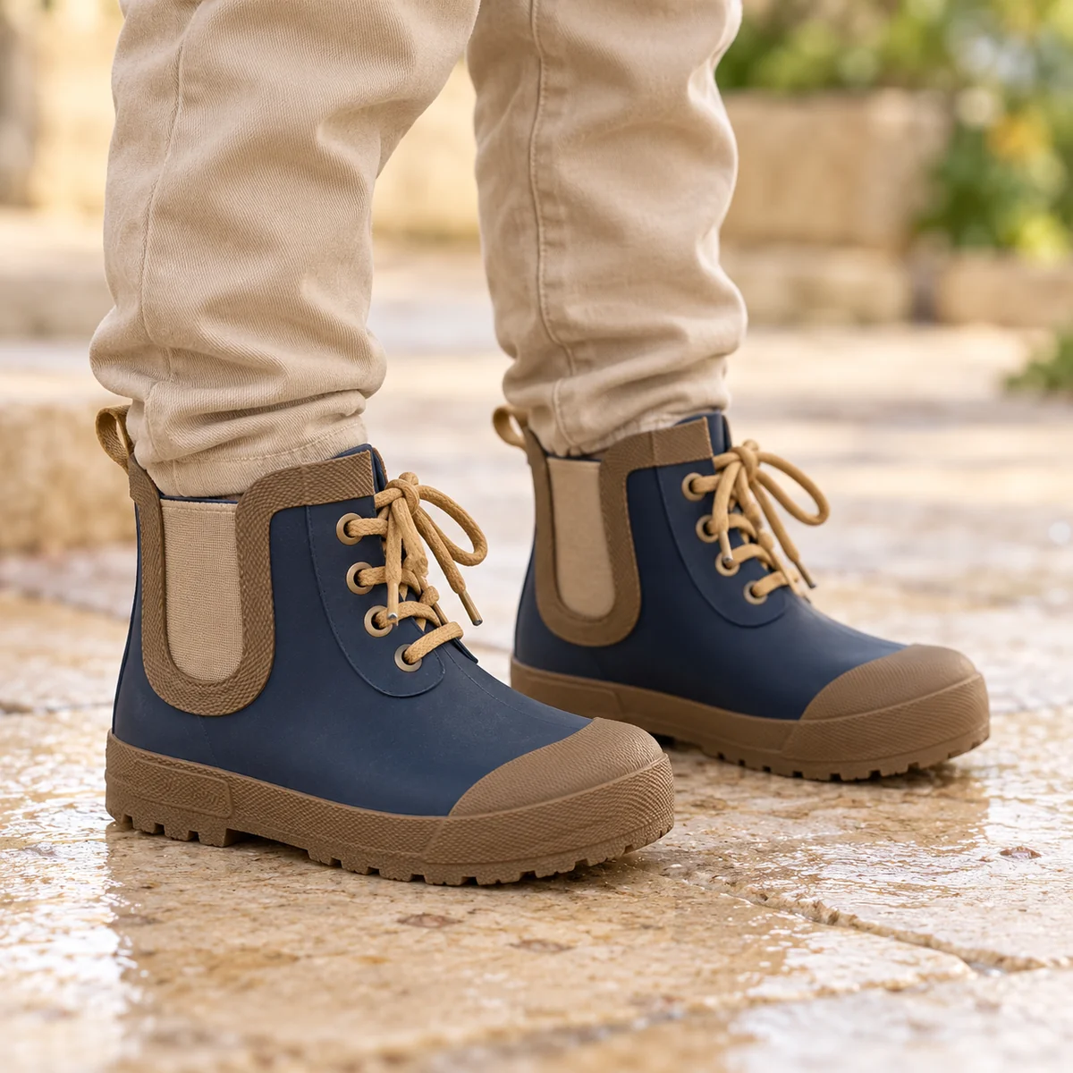 44375 14b bottines enfant bleu marine a lacets e porte