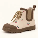 44376 14b bottines enfant roses a fleurs lacets vue principale