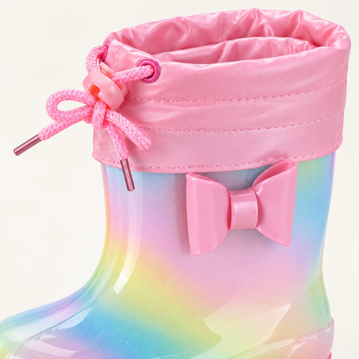 44419 13b bottes de pluie enfant roses a col reg detail