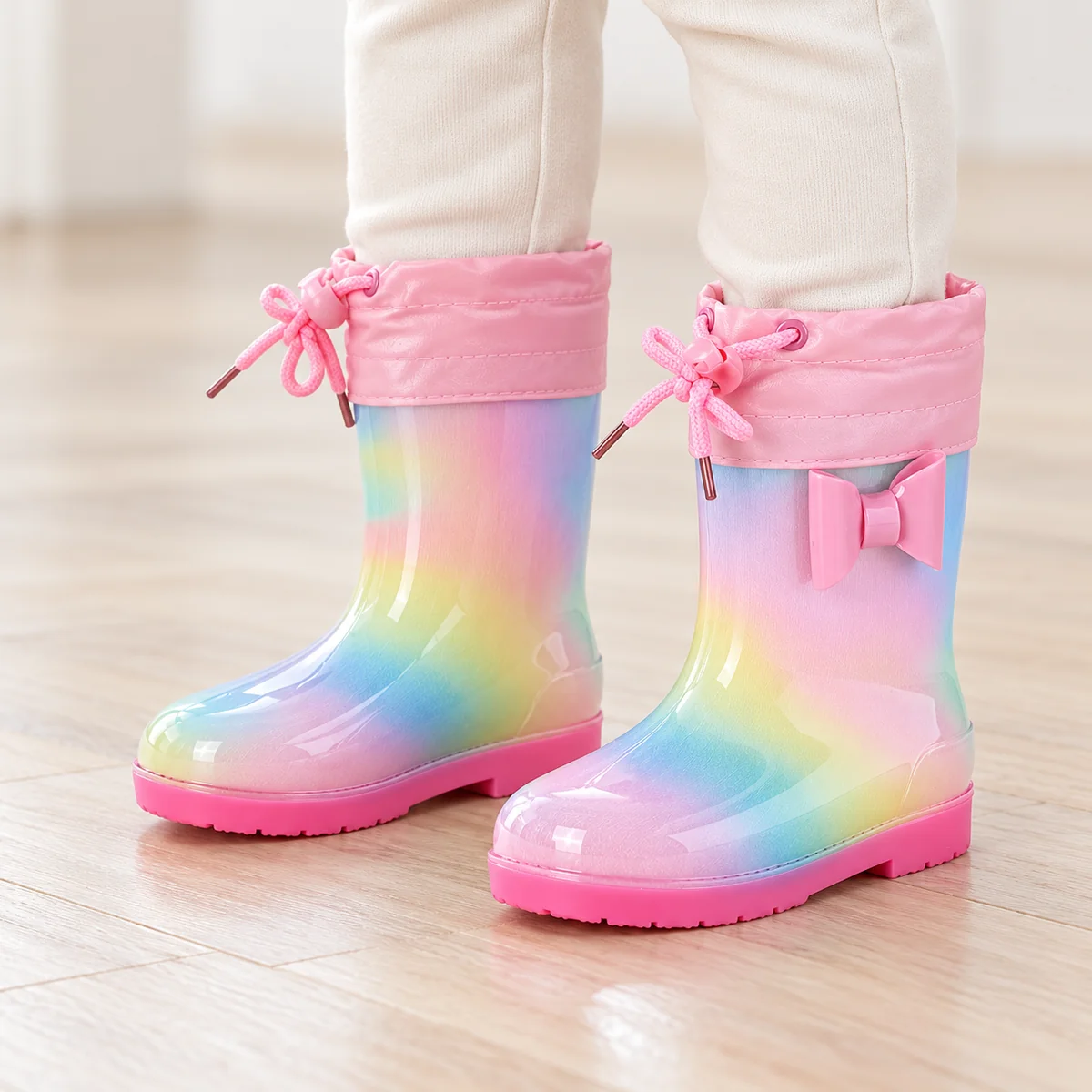 44419 13b bottes de pluie enfant roses a col reg porte