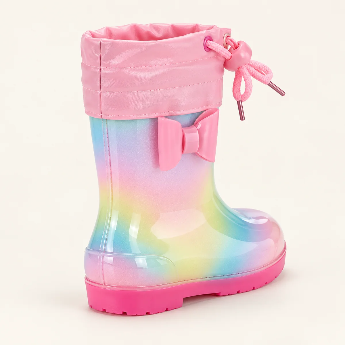 44419 13b bottes de pluie enfant roses a col reg vue arriere